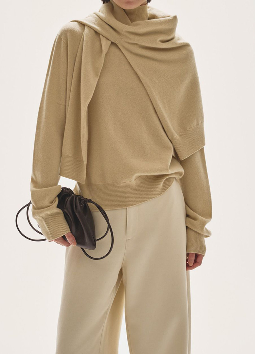 喀什米爾混紡無縫針織衫